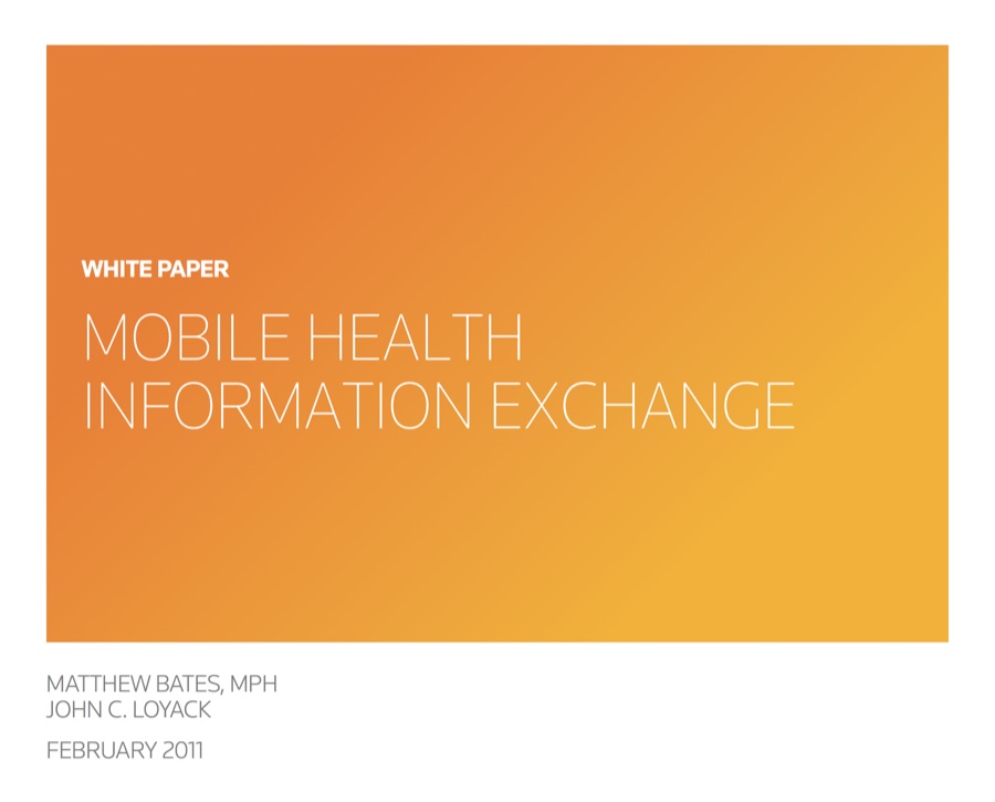 Cover of the white paper Mobile Health Information Exchange, February 2011